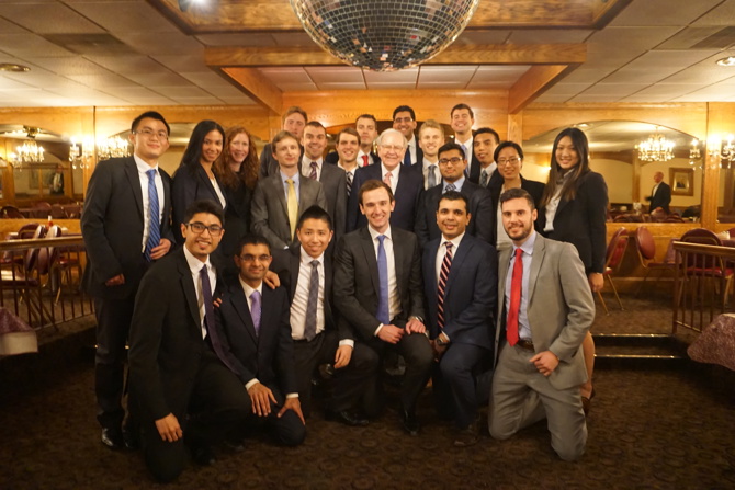 Dr. Athanassakos' Value Investing class poses with Mr. Buffett