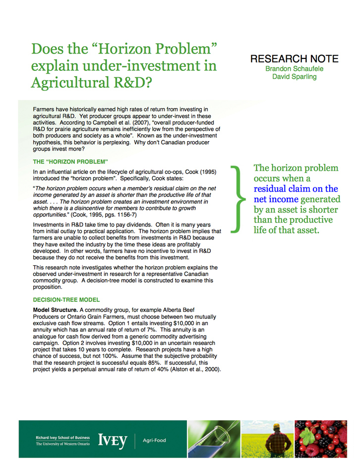 Does the “Horizon Problem”  explain under-investment in  Agricultural R&D?