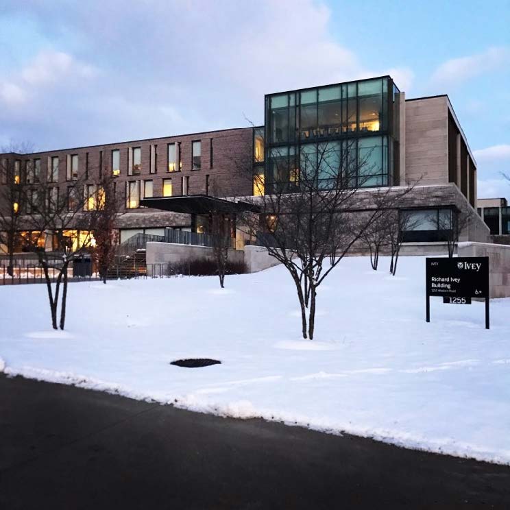 Ivey building exterior in winter