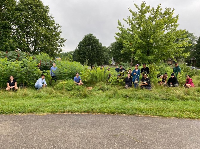 Getting familiar with greenery during the ReForest London tree aftercare.