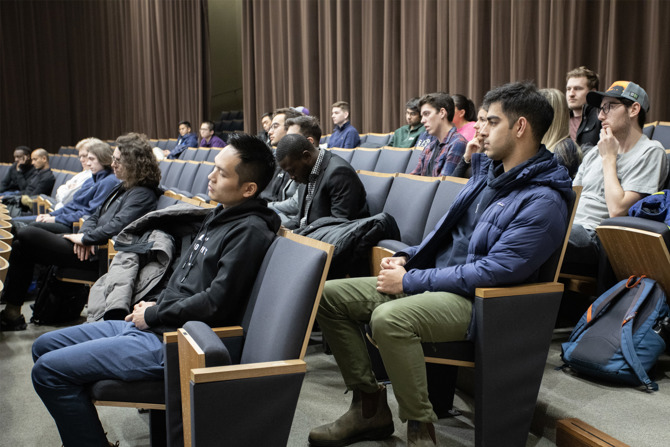 Audience listening to Ms. Kim Shannon's Presentation