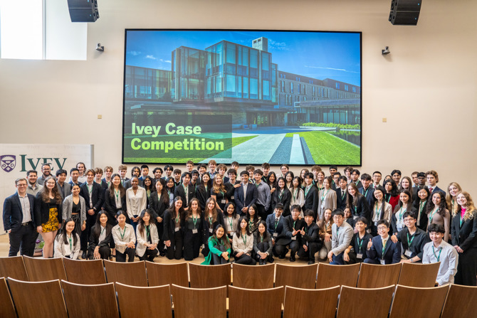 Case competition participants posing for photo