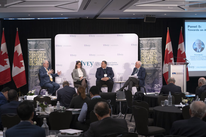 Honourable Peter Harder, Tabatha Bull, Salim Teja, Perrin Beatty