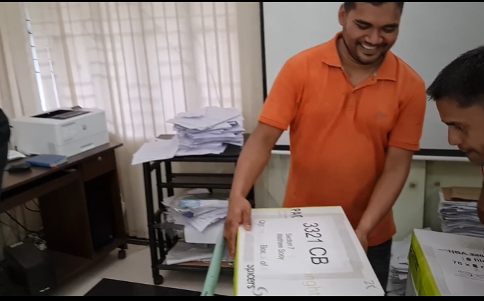 Stacking and unpacking 480 boxes  at Chittagong University