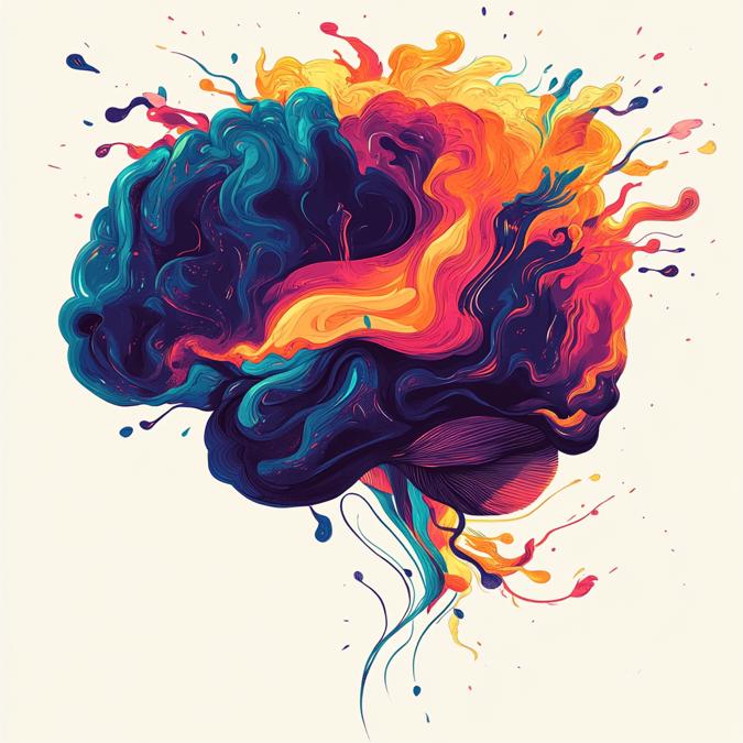 Colourful illustration of brain