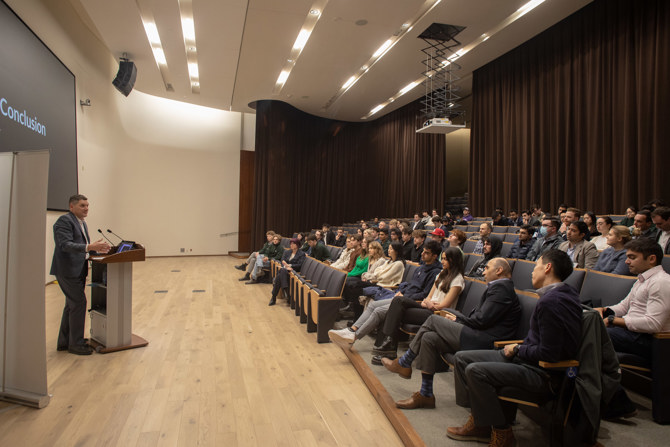 Mr. Tye Bousada speaking to Ivey Value Investing Students