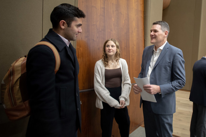 Mr. Tye Bousada speaking to attendees after his presentation