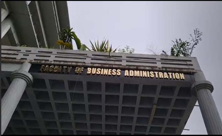 Entrance marquee for the faculty of Business Administration Building